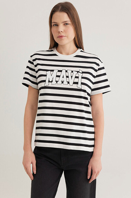 Kadın Kısa Kollu Logo Tişört 1611360-84041 Siyah - Thumbnail