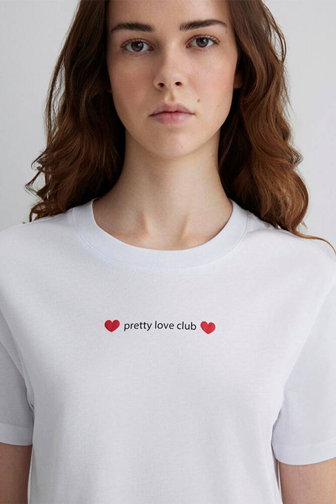 Kadın Kısa Kollu Modelli Penye 1613208-620 Beyaz 