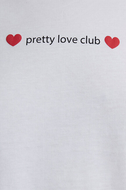 Kadın Kısa Kollu Modelli Penye 1613208-620 Beyaz - Thumbnail