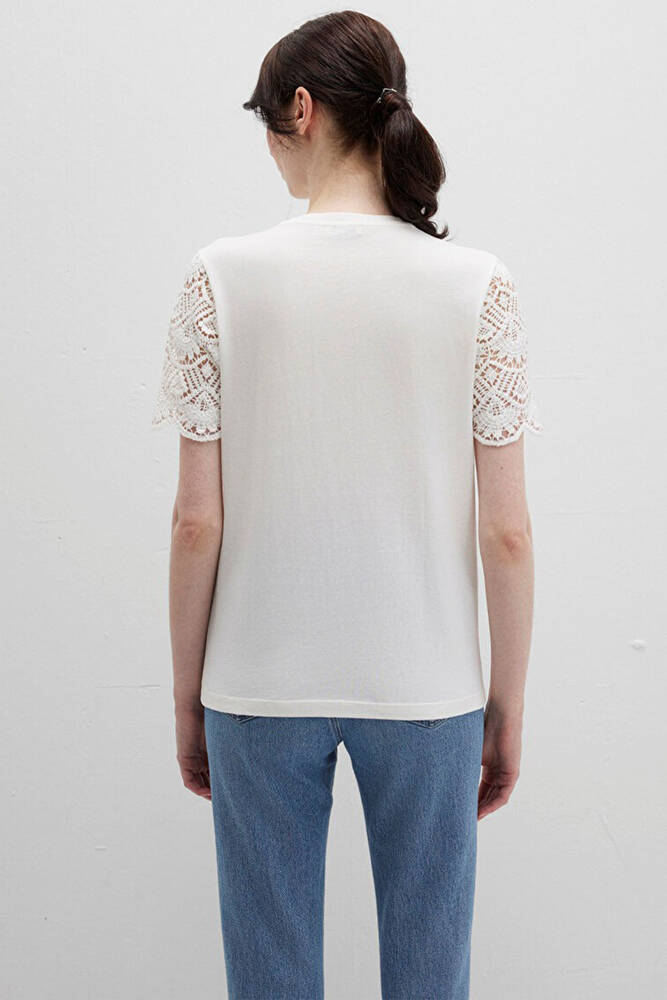 Kadın Kısa Kollu Modelli Penye 1613515-70057 Ekru 