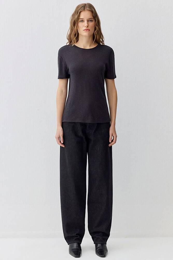 Kadın Kısa Kollu Modelli Penye 1613653-80022 Gri 