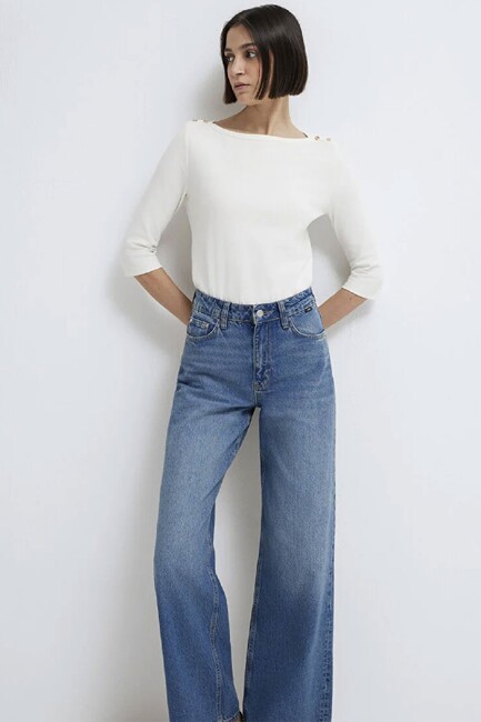 Kadın Kısa Kollu Modelli Penye 1613760-70057 Beyaz (1)