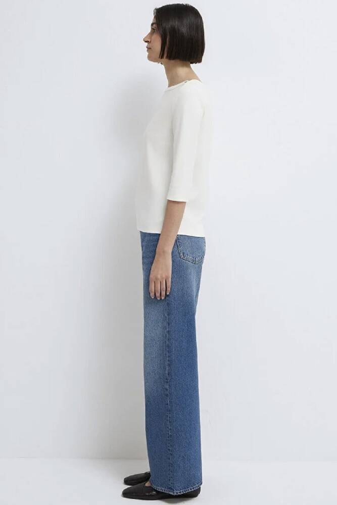 Kadın Kısa Kollu Modelli Penye 1613760-70057 Beyaz 