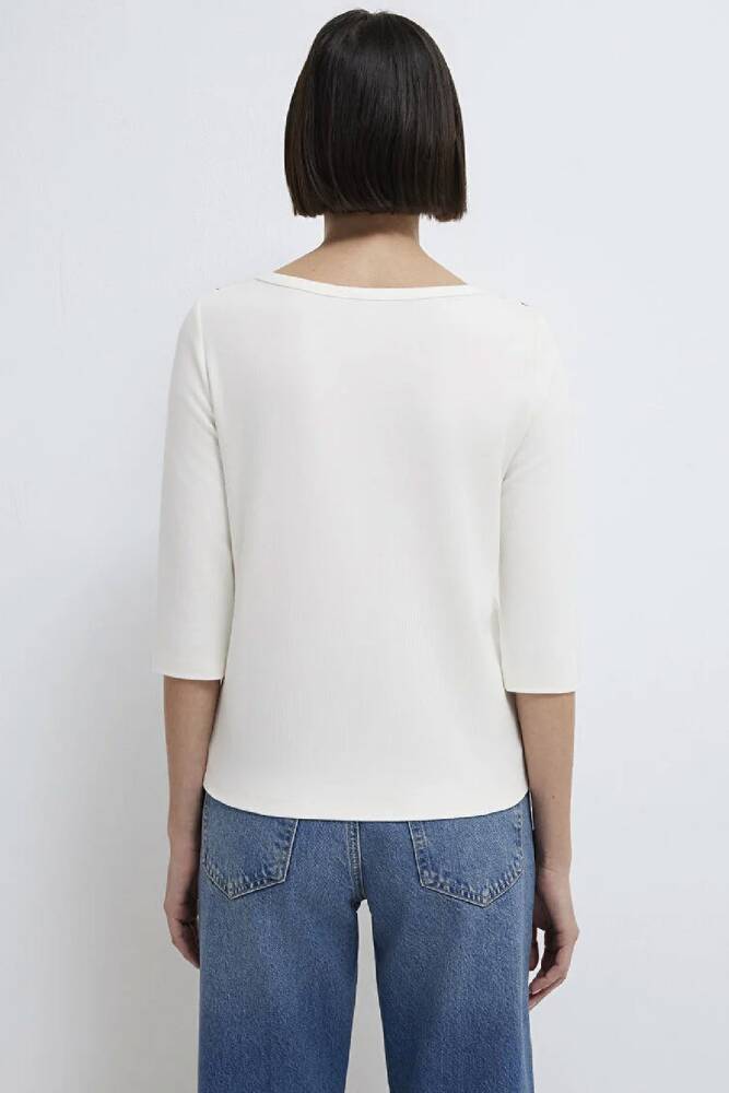 Kadın Kısa Kollu Modelli Penye 1613760-70057 Beyaz 