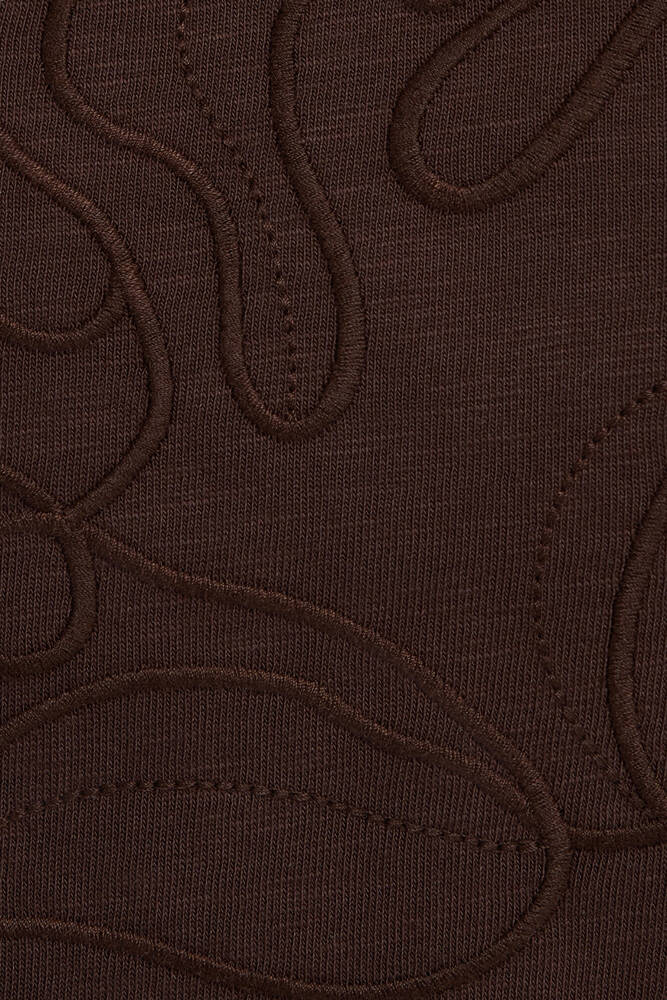 Kadın Kısa Kollu Modelli Penye 1613946-70236 Kahve 