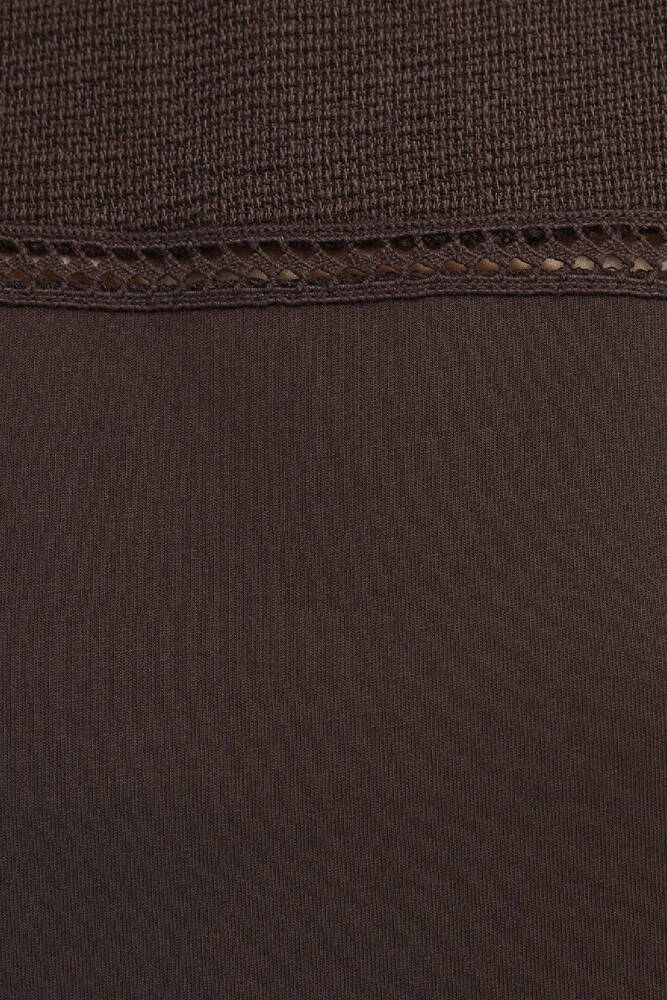 Kadın Kısa Kollu Modelli Penye 1613969-70236 Kahve 