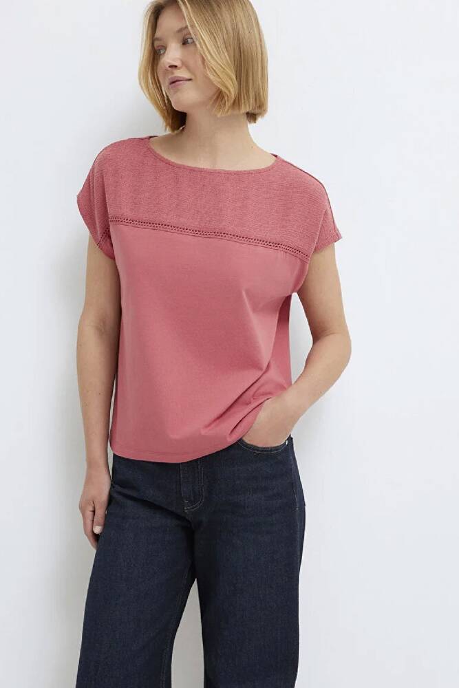 Kadın Kısa Kollu Modelli Penye 1613969-70397 Pembe 