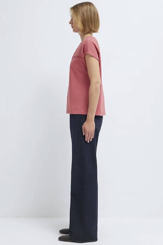 Kadın Kısa Kollu Modelli Penye 1613969-70397 Pembe 