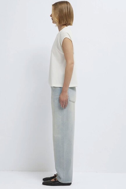 Kadın Kısa Kollu Modelli Penye 1613970-70057 Ekru - Thumbnail