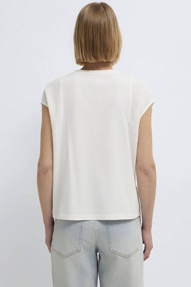 Kadın Kısa Kollu Modelli Penye 1613970-70057 Ekru 