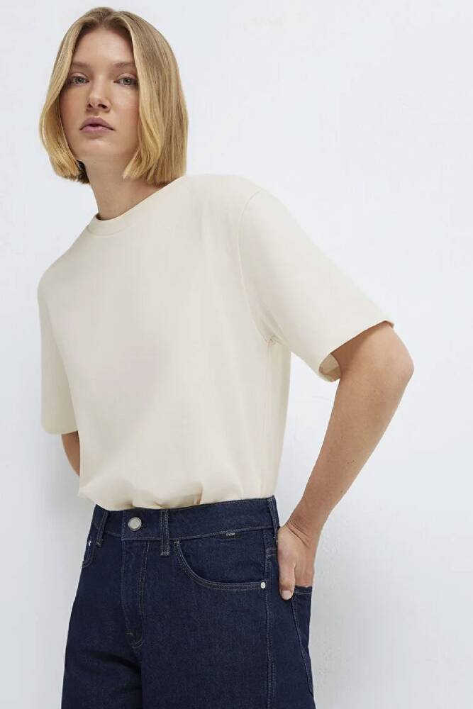 Kadın Kısa Kollu Modelli Penye 1613979-70048 Ekru 