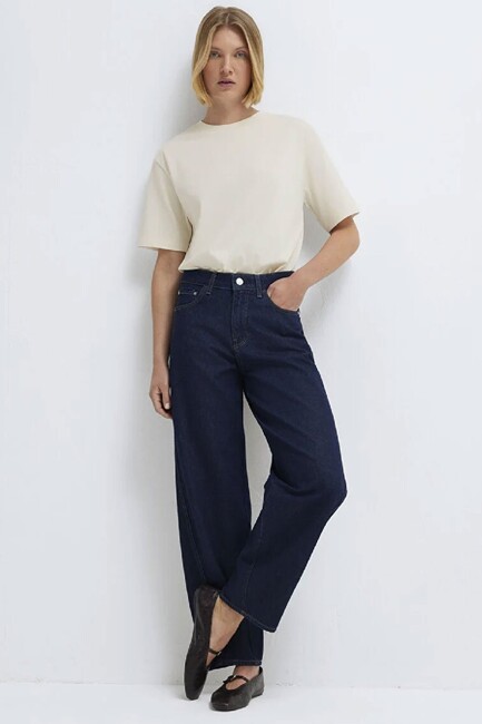 Kadın Kısa Kollu Modelli Penye 1613979-70048 Ekru (2)