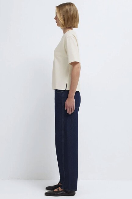 Kadın Kısa Kollu Modelli Penye 1613979-70048 Ekru - Thumbnail