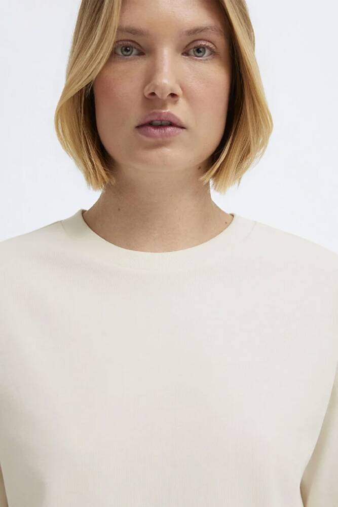 Kadın Kısa Kollu Modelli Penye 1613979-70048 Ekru 