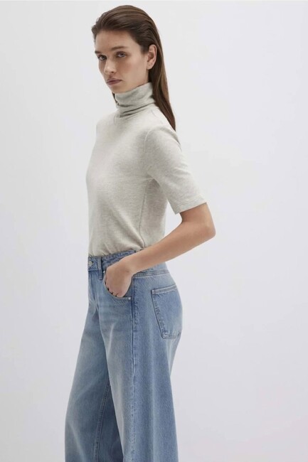 Kadın Kısa Kollu Penye 1613613-82127 Bej (3)