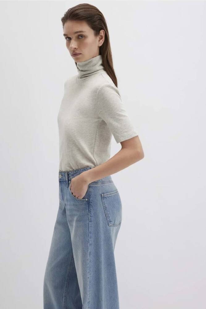 Kadın Kısa Kollu Penye 1613613-82127 Bej 