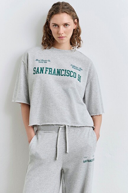 Kadın Kısa Kollu Sweat 1S10384-83096 Gri (1)