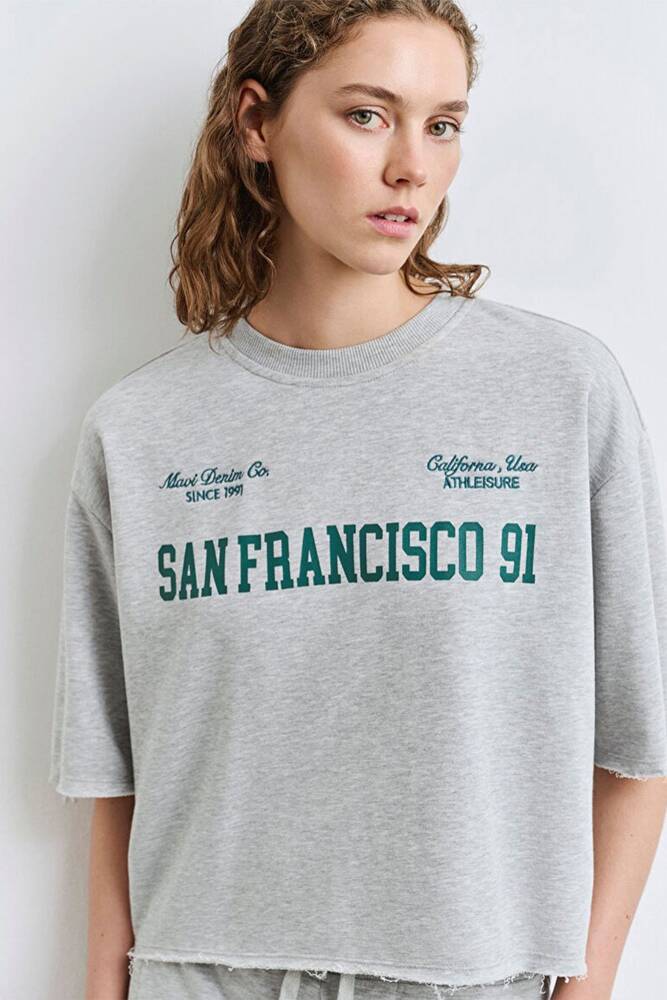 Kadın Kısa Kollu Sweat 1S10384-83096 Gri 