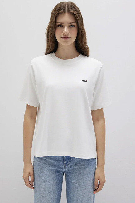 Kadın Kısa Kollu Tişört 1612122-70057 Beyaz - Thumbnail