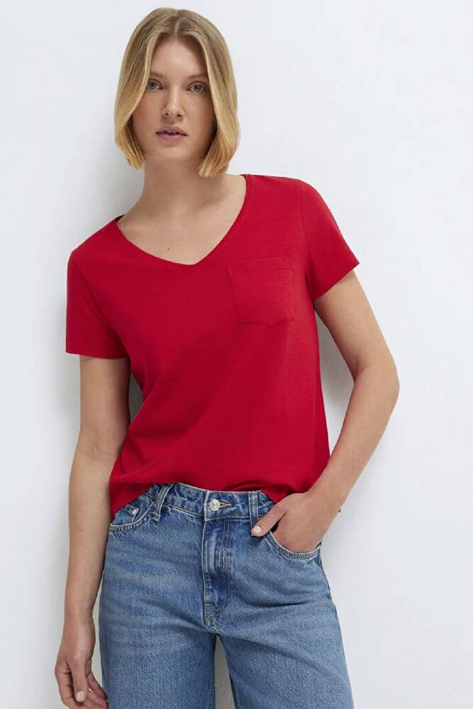 Kadın Kısa Kollu Tişört 1614178-86417 Kırmızı 