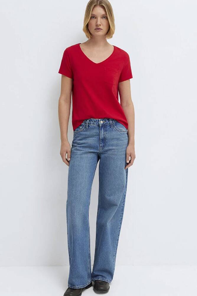 Kadın Kısa Kollu Tişört 1614178-86417 Kırmızı 