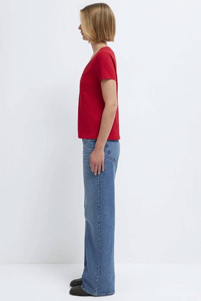 Kadın Kısa Kollu Tişört 1614178-86417 Kırmızı 