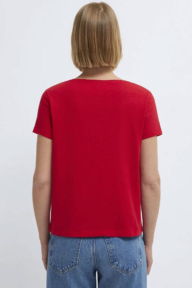 Kadın Kısa Kollu Tişört 1614178-86417 Kırmızı 