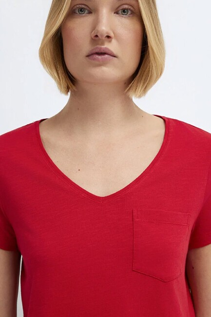 Kadın Kısa Kollu Tişört 1614178-86417 Kırmızı - Thumbnail