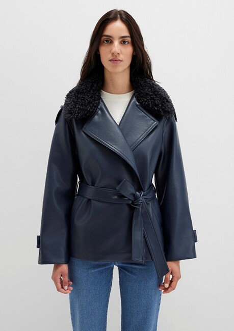 Kadın Kısa Pu Ceket 1110717-87822 Lacivert (3)