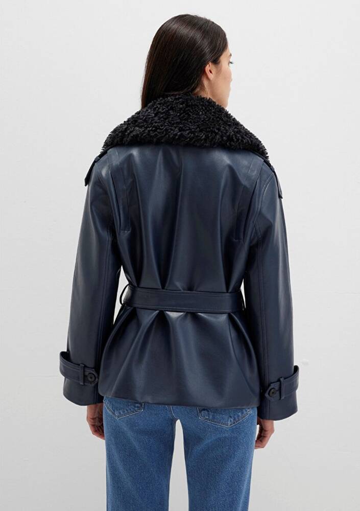 Kadın Kısa Pu Ceket 1110717-87822 Lacivert 