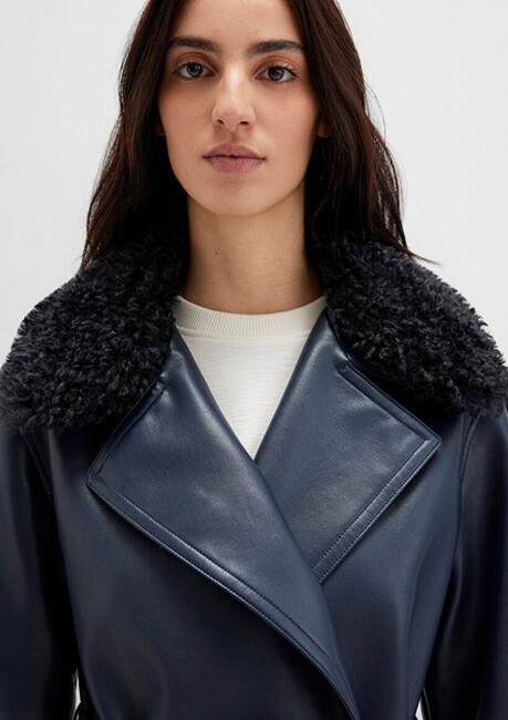 Kadın Kısa Pu Ceket 1110717-87822 Lacivert - Thumbnail