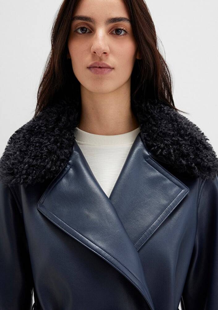 Kadın Kısa Pu Ceket 1110717-87822 Lacivert 