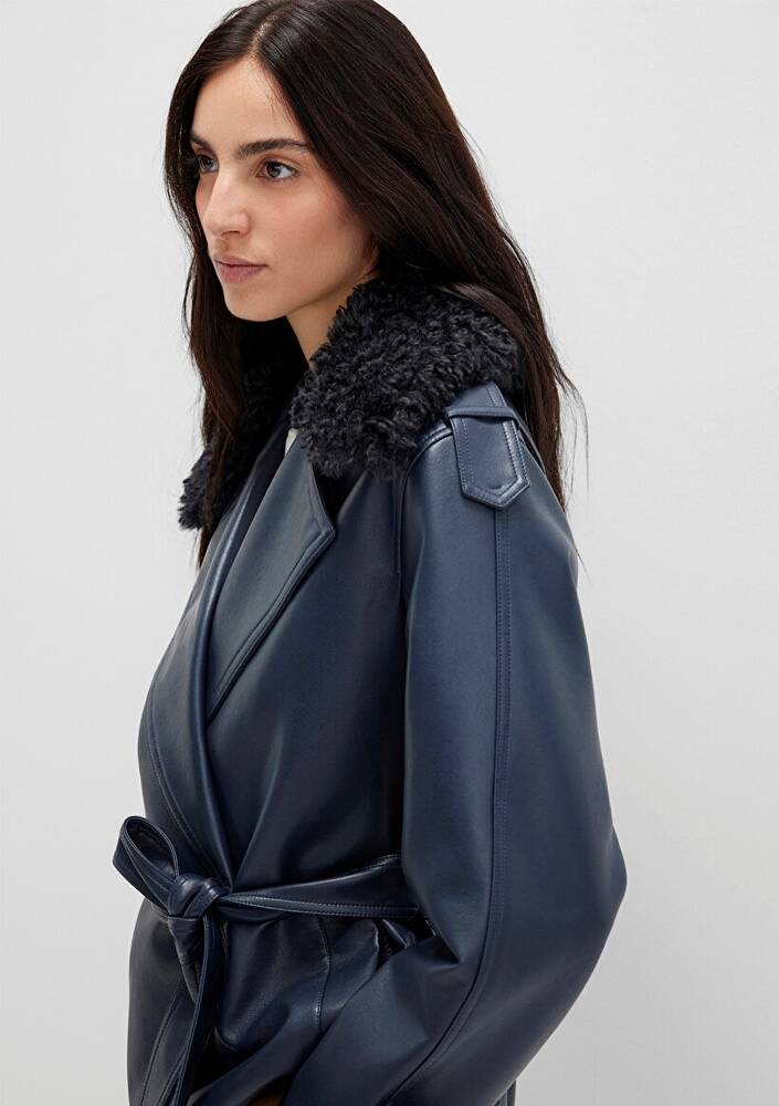 Kadın Kısa Pu Ceket 1110717-87822 Lacivert 