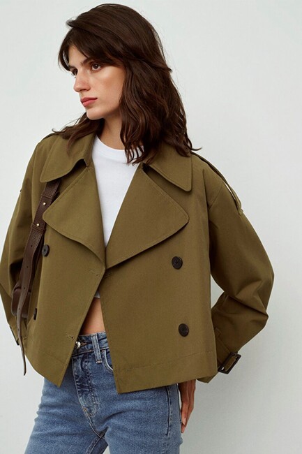 Kadın Kısa Trençkot 1110376-71592 Kahve (1)