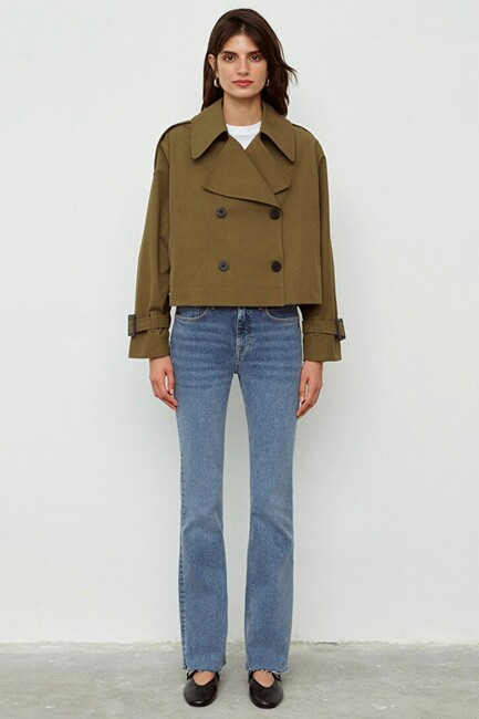 Kadın Kısa Trençkot 1110376-71592 Kahve (3)