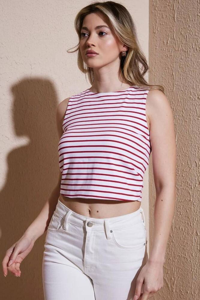 Kadın Kolsuz Crop Bluz 25Y0326K1 Kırmızı 