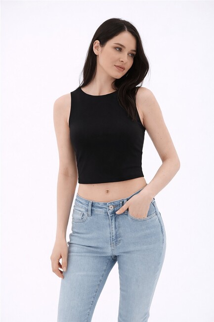 Kadın Kolsuz Crop Bluz 26Y0326K1 Siyah (2)