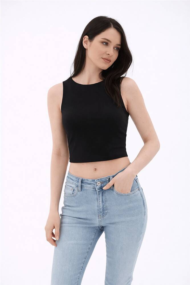Kadın Kolsuz Crop Bluz 26Y0326K1 Siyah 