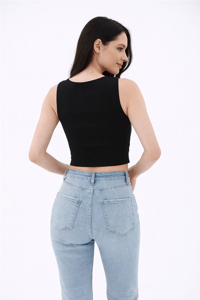 Kadın Kolsuz Crop Bluz 26Y0326K1 Siyah 