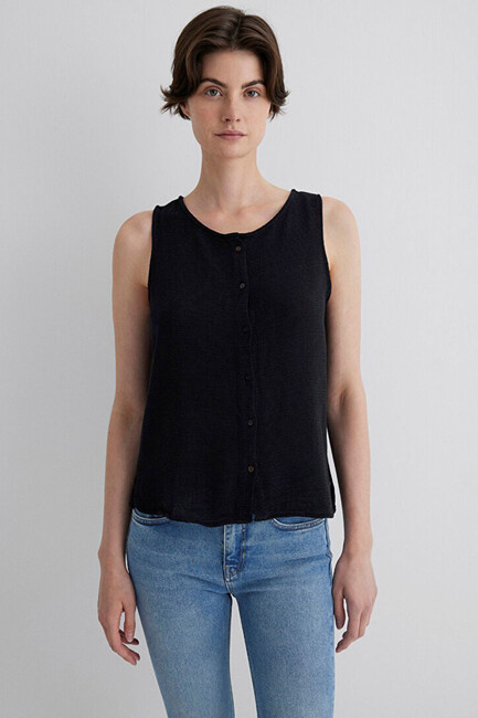 Kadın Kolsuz Gömlek 1210710-900 Siyah - Thumbnail