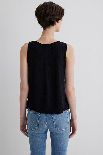 Kadın Kolsuz Gömlek 1210710-900 Siyah - Thumbnail