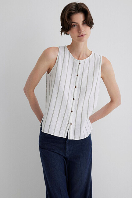 Kadın Kolsuz Gömlek 1211147-83978 Haki (1)