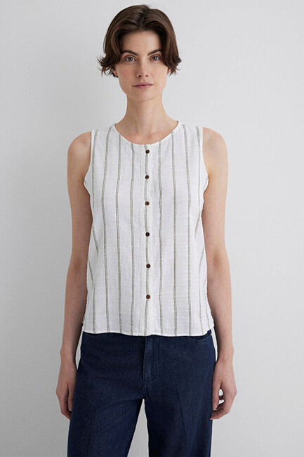 Kadın Kolsuz Gömlek 1211147-83978 Haki - Thumbnail