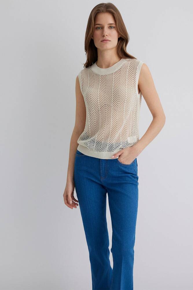 Kadın Kolsuz Kazak 1710661-82127 Bej 