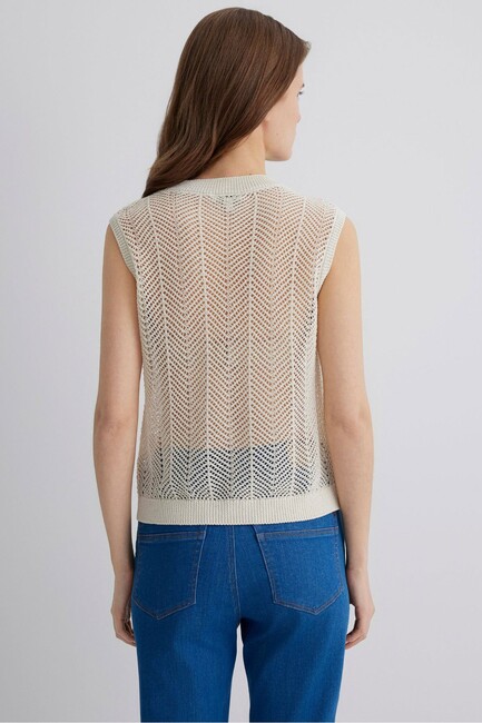 Kadın Kolsuz Kazak 1710661-82127 Bej - Thumbnail