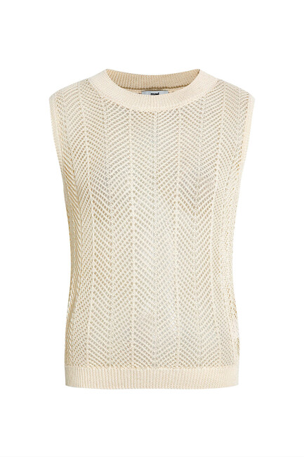 Kadın Kolsuz Kazak 1710661-82127 Bej - Thumbnail