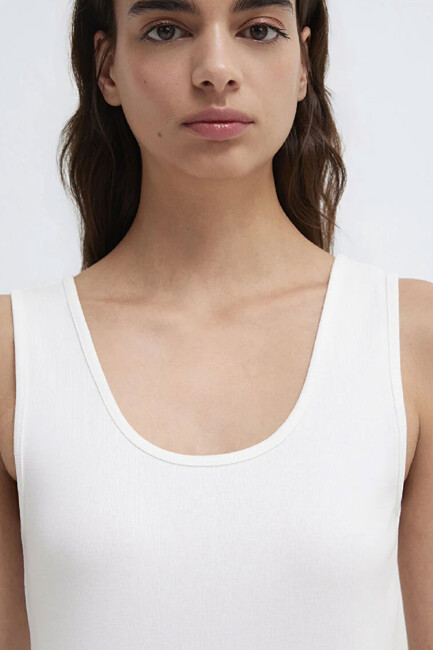 Kadın Kolsuz Modelli Penye 1613854-70057 Beyaz - Thumbnail