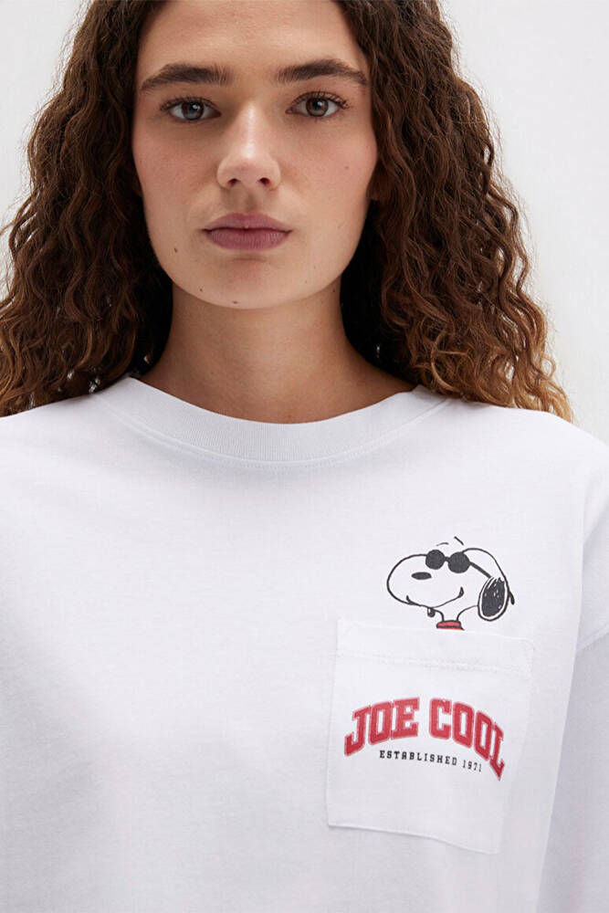 Kadın Köpek Baskılı Tişört 1613628-620 Beyaz 