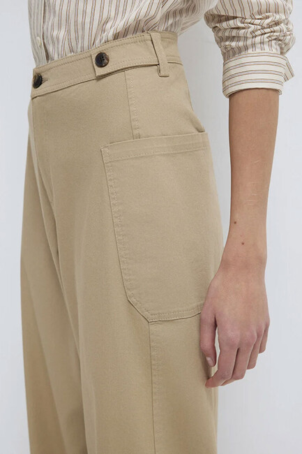 Kadın Kumaş Pantolon 1011150-90378 Bej - Thumbnail