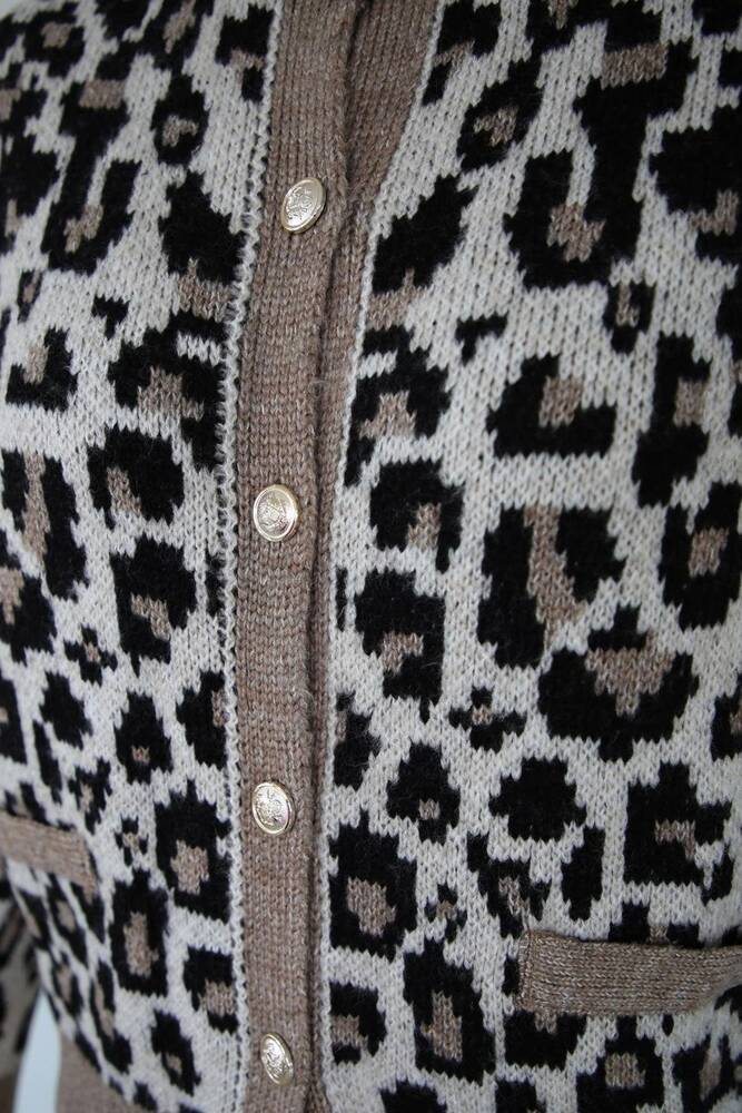 Kadın Leopar Desenli Hırka 25K0083K1 Kahve 